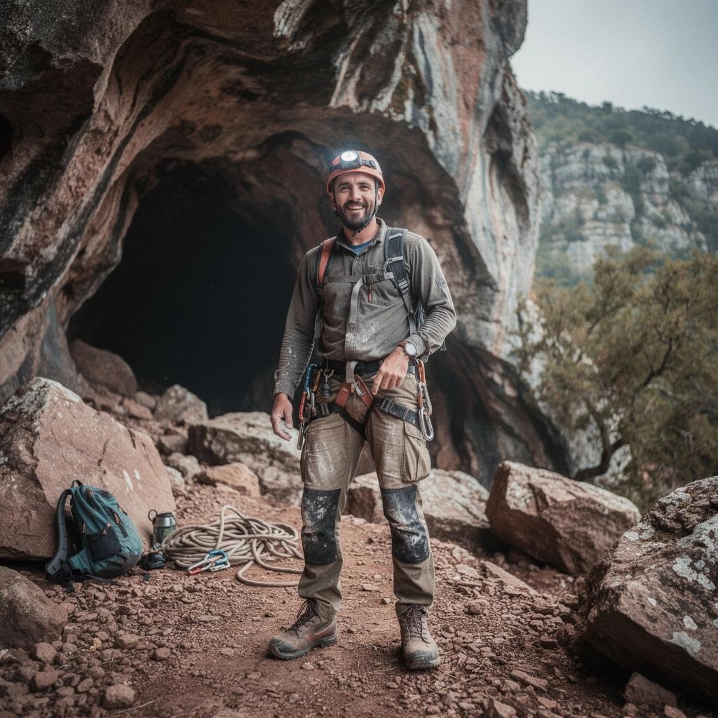 Светящиеся минералы на стенах пещеры в темноте